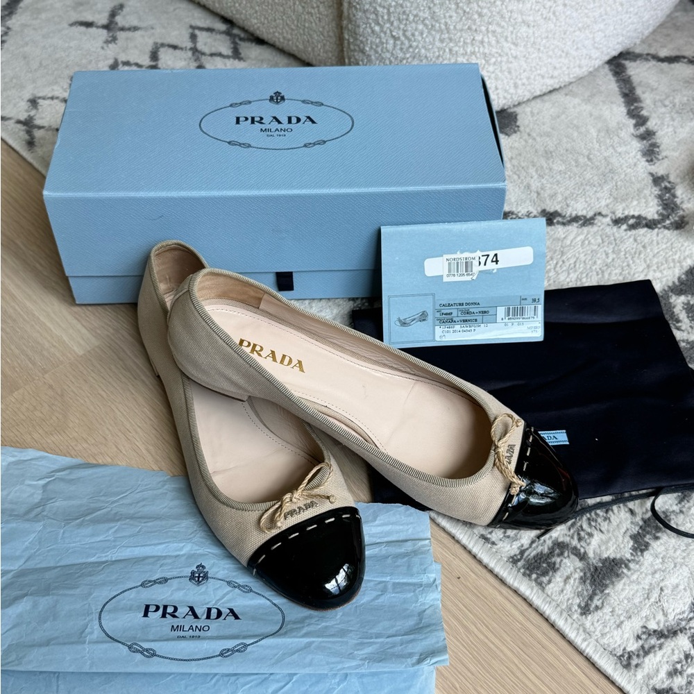 PRADA Canvas Colorblock Pattern flats 9.5 - Picture 6 of 9
